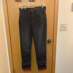 Black Eddie Bauer Flannel lined jeans. Womens size 2. New with tags